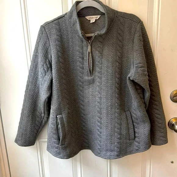 Coldwater Creek 1/4 Zip Sweatshirt Sz XL Grey Warm Sweatshirt - Picture 1 of 5